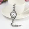 Wristwatches REVELRY Antique Silver Wrist Watch Turkish Rhinestone Bracelet Watches Women Vintage Geneva Quartz Womens1