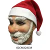 Masques de fête de Noël Père Noël Masque en latex de Noël Ornamen en plein air Costume mignon Mascarade Perruque Barbe Dress Up 1