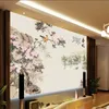 Kinesisk stil landskap tidig vårblomma och fågel tang dynastin poesi, väggmålning 3d sömlös tv soffa bakgrund tapet