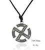 Halskette im Vintage-Wikinger-Stil, Runenrad-Symbol, Amulett-Halskette, Legierung, verstellbares Seil, Halskette263u