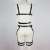 Leather Harness Belt Body Harness For Women 2 Pieces Garter Belt Suspender Sexy Women Body Bondage Cage Leather Lingerie310w