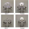 إعدادات خاتم اللؤلؤ الكاملة Zircon Solid 925 Silver Ring Settings 16 Ringly Ring for Women Ritting Rings قابل للتعديل DIY J5220292