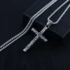 S1274 Fashion Jewelry Vintage Personality Carving Cross Necklace Titanium Steel Chain Cross Pendant Necklace