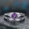 Green Blue Stone Crystal Rings For Women Sliver Color Wedding Engagement Ring fine fashion Jewelry