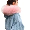 Kobiety Faux Leather Jean Kurtka Zimowa Gruba Jean Kurtka Faux Fur Collor Fleece Kapturem Denim Płaszcz Kobiet Ciepły Denim Znosić