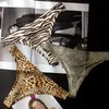 Sexig Zebra Leopard Ice Silk Seamless Trosies Low Midjet Briefs Underwear G String T Back thong Sexig underkläder Kvinnkläder kommer och sandig