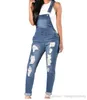 2018 Denim Jumpsuits Women Fashion Ripped Hole Long Overalls Jeans Jumpsuits Feminine Casual Washed Hollow Out Rompers