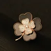 Partihandel-Högkvalitativ Svart Klassisk Fyra Leaf Clover Broscher Scarf Pins Rose Gold Brooch för kvinnor