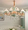 Nordic Chandelier lustre cristal Blue Ceramic Chandeliers Light Dining Room crystal ceiling Bedroom Lamp Living Room Chandelier