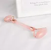 Double Head Rose Gold Jade Facial Massage Roller Natural Pink Rose Quartz Jade Roller For Face Slimming6379234