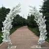 Arche de fleurs de cerisier artificielles de 2,5 m de hauteur, porte de route, étagère d'arches en forme de lune avec ensemble de fleurs artificielles pour fournitures de toile de fond de fête