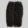 Tape i mänskliga hårförlängningar 100g Afro Kinky Curly Tape In Hair Extensions Klisterband Remy Human Hair 40pcs