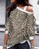 Winter Womens Tops and T-shirts Leopard Long Sleeve Pullover Sweatshirts girl Loose Fit Tops Top Fitness Feminino Clothing