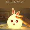 Colorful Silicone Rabbit Night Lights Mini USB LED Touch Sensor Light Bedroom Bedside Night Lamp for Kids Lampara