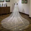 Véus de casamento brilhantes seqins frisados camada única grande miçangas 3m véu de noiva feito sob encomenda vestidos de cabeça longa 7196142