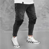 Moda-Erkek Popüler Vintage Fermuar Delik Çapak Kalem Pantolon Moda Siyah Yaz Rahat Mid Bel Erkek Kot