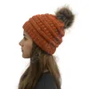 Hiver femmes confettis chapeau tricoté chaud Pom Pom coloré laine chapeau dames crâne bonnet solide femme casquettes extérieures ZZA982