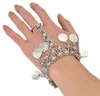 New Silver Coin Bracelet Adjustable Handmade Floral Boho Gypsy Beachy Ethnic Bracelet With Ring Jewelry