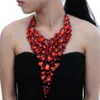 8 Colors Fashion Black Chain Crystal Acrylic Resin Choker Statement Pendant Bib Necklace Water Drop Big Crystal Necklaces Gift