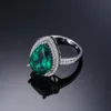 Fashion-Luxury pera 4.9ct Creato Smeraldi 100% reale argento 925 anelli di fidanzamento Donne 2017 monili di marca Belle