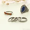 6PCS/SET Hot personality Other Jewelry Sets alloy combination suit ring Europe and the United States retro folk wind turquoise fingers ring