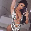 New 2019 Sexy Bikini Swimwear Swimsuit Women Brazilian Leopard Print Snake Hollow Onepiece Suits bandage Bathing Suit Biquini Bea6057919