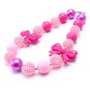 Lovely Pink Kid Chunky Necklace Princess Bow Toddler Baby Girl Bubblegum Bead Chunky Necklace Jewelry Children