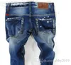 dos homens afligido Ripped Skinny Jeans desenhador de moda Mens Jeans Moto Moto motociclista Causal Mens Denim Pants Hip Hop Jeans