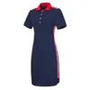 Fashion-Women Plus Size Polo a maniche corte T-shirt Top a righe aderenti Midi Pencil Dress Y190425