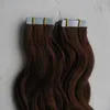 Vattenvågband i mänskliga hårförlängningar 40st / 100g Virgin Hair Skin Weft Tape Hair Extensions