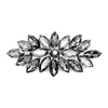 Vintage Rhodium Silver Plated Grey Glass Marquise Crystal Diamante Brooch Prom Party Pin Gifts Free Shipping