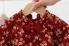 Flicka klänningar baby klänning år kläder långärmad traditionell cheongsam barn flickor blomma kläder kinesiska sammet qipao