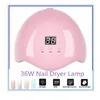 36W USB LED UV Nail Nail Curing Lamp Light Manicure Polish Dryer Nail Potherapy Machine Tool Pink Art Tool6276909