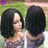 Moda krótkie Plecione peruki dla czarnych kobiet Cornrow warkocz peruki syntezy koronki przednia peruka z baby włosy krótkie twist peruka z kręconymi wskazówkami