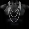 2020 Collier de chaîne de tennis hip hop avec cz pavé pour hommes bijoux avec collier de tennis à longue chaîne plaqué or blanc bijoux pour hommes257N