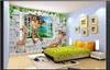 Papel tapiz mural 3d personalizado foto papel de pared animal ciervo de dibujos animados ventana habitación de los niños fondo 3D papel tapiz mural para paredes 3d