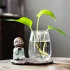 Green Radish Flower Pot Ceramic Lucky Bamboo Coins Grass Hydroponic Plant Vase Glass Potted Succulents Utensils Decoration Accessories