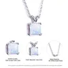 Bruiloften sieraden luckyshine 925 sterling zilveren ketting unieke vierkante witte blauwe echte opaal edelstenen voor vrouwen hangers ketting sieraden