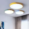 Ultra-tunn Macaron Runda 5cm Yta Mount Modern LED Taklampor för sovrum Vardagsrum Studierum Trä taklampa