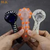 Pipa per bottiglia di vetro Pipa per acqua Glow in The Dark Bubbler Pipa per fumo Dab Rigs Tubo di filtrazione multifunzione Staccabile con ciotola di vetro