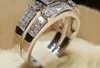 Cubic Zirconia Diamond Bride Wedding Ring Coppia Anelli di cristallo Gioielli di moda Will e Sandy