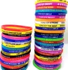 Bulk lots 100pcs Top Design Colorful Charm FOREVER Silicone Bracelets Rubber Sports Wristands Men Women Toys Bangles Birthday Xmas2142