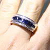 Choucong New Arrival Fashion Jewelry 10KT White Gold Fill Princess Cut Blue Sapphire CZ Diamond Men Wedding Band Ring For280l