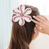 Beisebol Softbol Hairclips couro clipes de flor de cabelo Seamed arcos de cabelo Rhinestone Pin de beisebol do cabelo Barrettes Partido GGA1715 Favor
