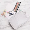 Gray Seersucker Cosmetic Bags US Warehouse 25pcs Lot CLassic Designer Makeup Bags Cotton Stripes Toiletry Bag Accessories Gift DOM059