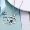 Collier coeur mignon Animal chien amour coeur creux Pet patte empreinte colliers pour femmes filles bijoux chien griffe pendentif collier