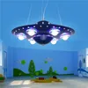 2020 novo candelabro iluminação UFO pingente luz prata azul crianças crianças menino quarto pendurado jardim infantil escola elétrica