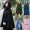 Kvinnors Trench Coats Long Flare Sleeve Hooded Coat Kvinnor Lace Patchwork Shawl Medieval Steampunk Wedding1