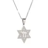 Stainless Steel Star of David W/Chai Symbol Pendant Necklace Jews Women Men Trendy Chain Jewelry