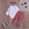 Kids Designer Clothes Girls Halloween Christmas Clothing Sets INS Letter Romper Pants Hat Outfits Long Sleeve Infant Thanksgiving Day B6112